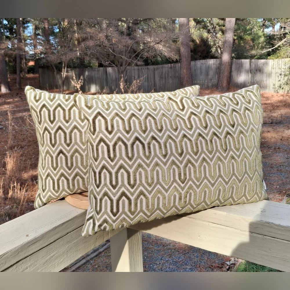 Wayfair Urban Standard Olive Green/Tan Geometric Design 16×24 Accent Pillows